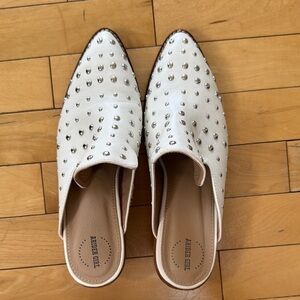White Studded Women's Mules